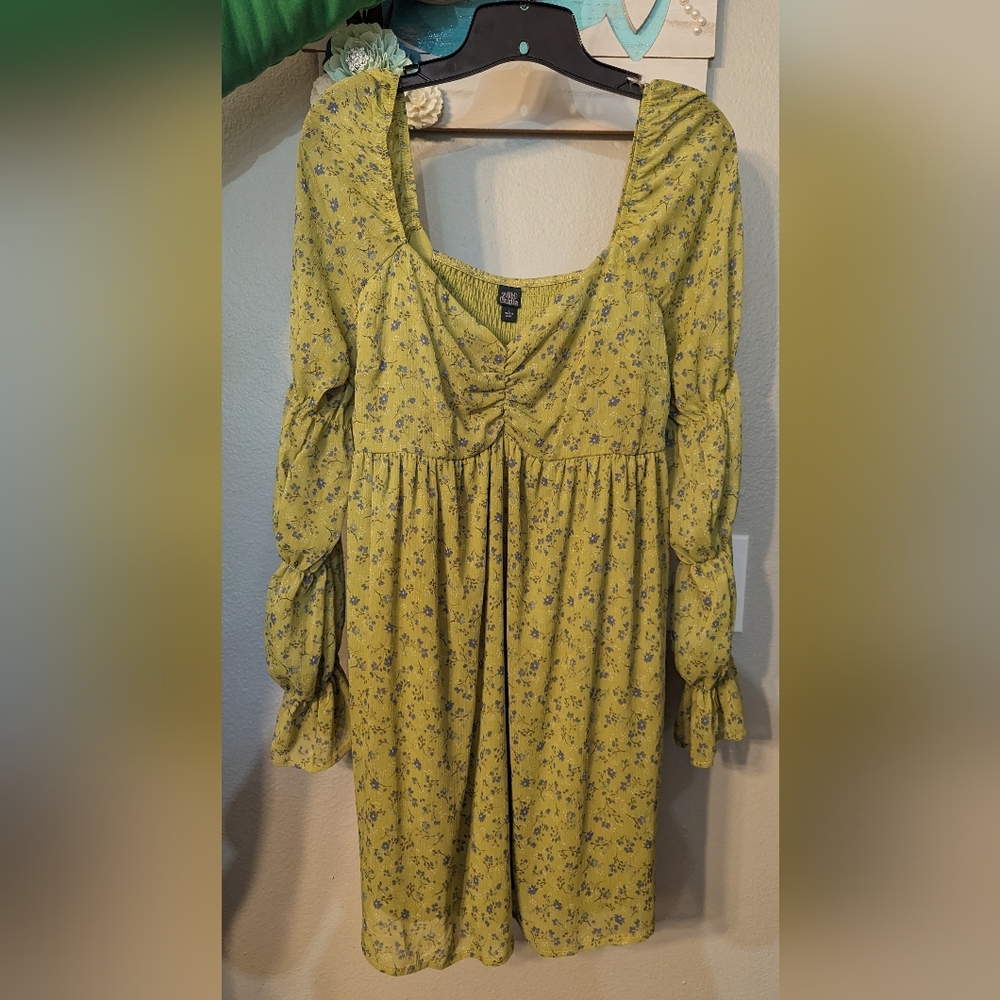Green polyester Wild Fable long sleeve mini dress